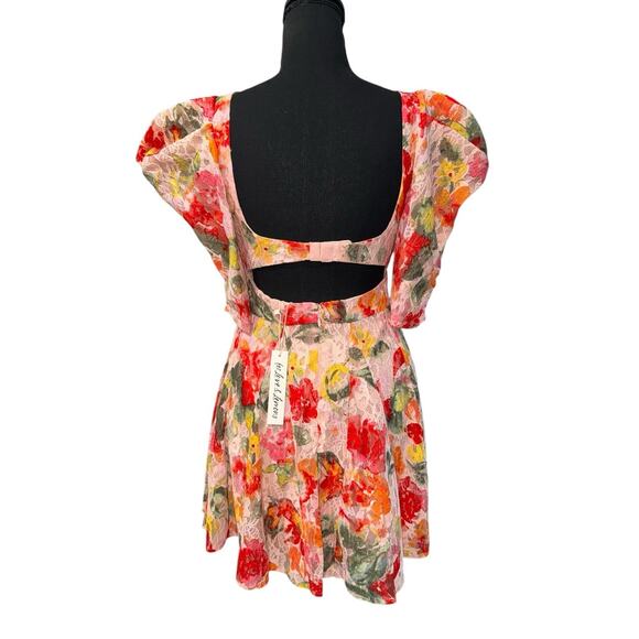 NWT! For Love & Lemons Dascha Puff Sleeve Floral Mini Dress - Size Medium - Picture 12 of 14